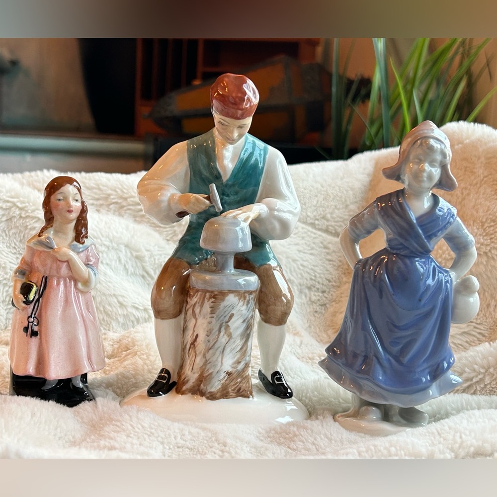 Set of 3 antique bone china porcelain figurines